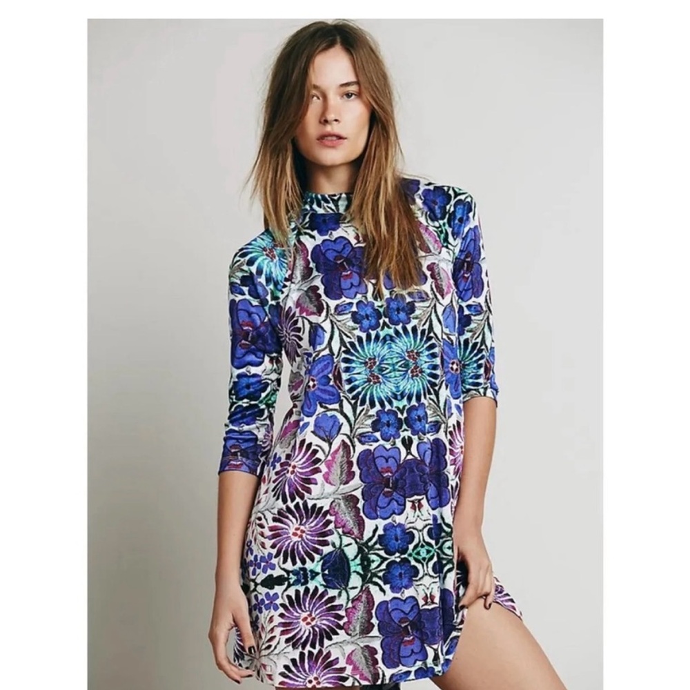 Free People Fiesta Floral Trapeze Mini Dress